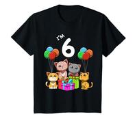 Sixth Birthday Cats - 6 Year Old Boy Girl T-Shirt