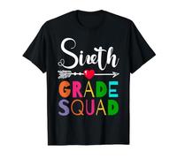 Sixth Grade Squad Heart Happy First Day of School 6th Grader Value Graphic T-Shirt, Men, Black, L