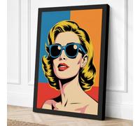 Sixties Cool Retro Canvas Wall Art Print 30x20 Inch | Black