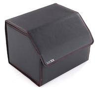 SIXTOL CAR COMPACT LEATHER M | Foldable Car Trunk Organizer with Lid | 1-Compartment Storage Box, Synthetic Leather