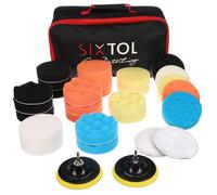 SIXTOL CAR DETAILING PAD 30 | Polishing Pad Set 30pcs | 100mm Buffing Pads | Drill Adapter Kit
