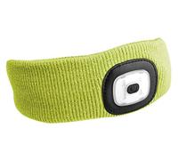 SIXTOL Headband with LED Headlight 4 x 45 lm, USB Charging, Universal Size Headdress, 3 Light Modes, Lighting and Warning Elements. Yellow