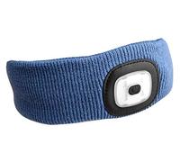SIXTOL Headband with LED Headlight 4 x 45 lm, USB Charging, Universal Size Headdress, 3 Light Modes, Lighting and Warning Elements. Blue