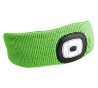SIXTOL Headband with LED Headlight 4 x 45 lm, USB Charging, Universal Size Headdress, 3 Light Modes, Lighting and Warning Elements. Green