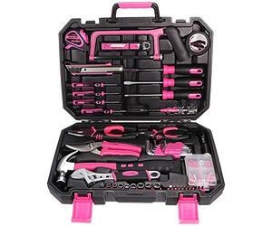 SIXTOL Home Pink 128 Piece Tool Set in a Tool Box