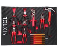 SIXTOL Mechanic Tool Tray 4 | Pliers & Hammer Set 15pcs | EVA Tool Tray | Workshop Trolley Module
