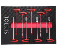 SIXTOL Mechanic Tool Tray 9 | Tool Module 9-Piece | T Ratchet Wrench 6-14mm | Long T-Handles | EVA Insert for Workshop Trolley
