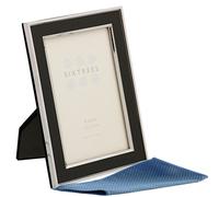 Sixtrees Abbey Black 2-101-46 Polished Silver photo frame with lacquered Black gloss metal insert for a 6 x 4 inch (152x102mm) picture. Complete with our microfibre polishing cloth.