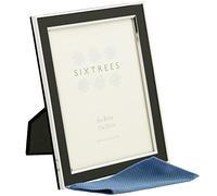 Sixtrees Abbey Black 2-101-68 Polished Silver photo frame with lacquered brushed metal insert for an 8 x 6 inch photo. Complete with our microfibre polishing cloth.
