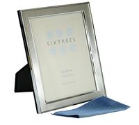 Sixtrees Abbey Pewter 2-102-68 Polished Silver 8x6 inch photo frame with lacquered brushed pewter metal insert (8" x 6" 203mm x 152mm). Complete with our microfibre polishing cloth.
