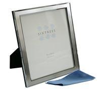 Sixtrees Abbey Pewter 2-102-80 Polished Silver photo frame with lacquered brushed metal insert for a 10 x 8 inch picture. Complete with our microfibre polishing cloth.