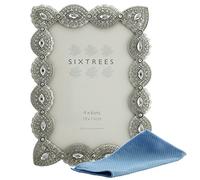Sixtrees Antique Vintage and Shabby Chic Style silver metal photo frames 4 x 4, 6" x 4" & 7" x 5" pictures (4" x 6" Cecilia)