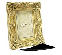 Sixtrees Chelsea 5-250-46 Ornate Vintage Swept Shabby Chic Gold 6x4 inch Photo frame - with Microfibre glass cleaning cloth.