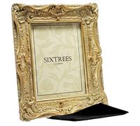 Sixtrees Chelsea 5-250-57 Ornate Vintage Swept Shabby Chic Gold 7x5 inch Photo frame - with Microfibre glass cleaning cloth.