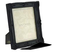 Sixtrees Chelsea 5-253-80 Ornate Vintage Swept Shabby Chic Black 10x8 inch Photo frame - with Microfibre glass cleaning cloth.