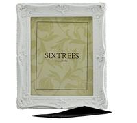 Sixtrees Chelsea 5-254-80 Ornate Vintage Swept Shabby Chic White 10x8 inch Photo frame - with Microfibre glass cleaning cloth.
