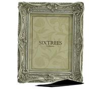Sixtrees Chelsea 5-255-68 Ornate Vintage Swept Shabby Chic Silver 8x6 inch Photo frame - with Microfibre glass cleaning cloth.
