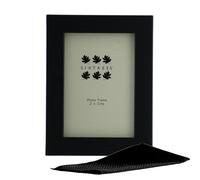 Sixtrees Elite 2-122-23 Black Metal 2 x 3 inch Photo Frame. Wide profile, satin finish, real glass. Complete with microfibre polishing cloth.