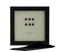 Sixtrees Elite 2-122-44 Black Metal 4 x 4 inch Square Photo Frame. Wide profile, satin finish, real glass. Complete with microfibre polishing cloth.
