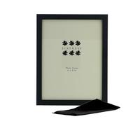 Sixtrees Elite 2-122-68 Black Metal 6 x 8 inch Photo Frame. Wide profile, satin finish, real glass. Complete with microfibre polishing cloth.