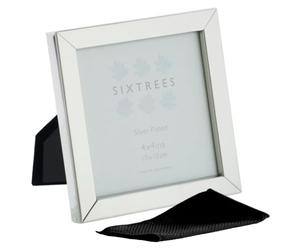 Sixtrees Elite Square Edge Silver Plated 4x4 inch (102x102mm) Photo Frame. Complete with microfibre polishing cloth.