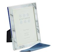 Sixtrees Georgette Silver Plated Photo Frame with Grey Marble effect insert for a 7" x 5" (178mm x 127mm) Picture - 2-686-57. Complete with microfibre polishing cloth.