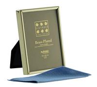 Sixtrees Hartford 1-400-23. Brass Plated Small Photo Frame for a 3.5 x 2.5 inch (89mm x 63mm) Picture - Complete with microfibre polishing cloth.