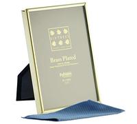 Sixtrees Hartford 1-400-35. Brass Plated Photo Frame for a 3.5 x 5 inch (127mm x 89mm) Picture - Complete with microfibre polishing cloth.