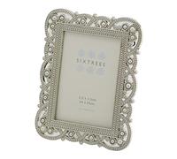 Sixtrees Louisa 2-517-23 Antique Vintage Shabby Chic silver metal 3.5 x 2.5 inch photo frame with pearls.