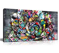 SIXTTART Flower Wall Decor - Banksy Canvas Wall Decor - Graffiti Wall Art for Living Room, Ready to Hang, Size 101.6 x 50.8 cm