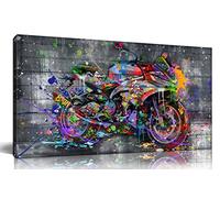 SIXTTART Graffiti Motorcycles Wall-Art - Wall Decor For Bedroom Men - Room Decor For Teens Ready To Hang Size 40" x 20"