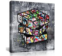 SIXTTART Graffiti Wall Art - Banksy Canvas for Living Room - Large Abstract Street Pop Modern Decor 30" W x 30" H Stretched and Framed Ready to Hang