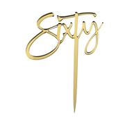 Sixty Acrylic Gold Mirror 60th Birthday Cake Topper (Sl old)