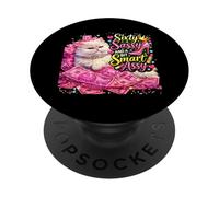 Sixty Sassy and a Bit Smart Assy Cat 60th Birthday PopSockets Adhesive PopGrip