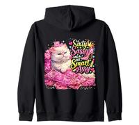 Sixty Sassy and a Bit Smart Assy Cat 60th Birthday Zip Hoodie