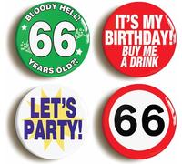 Sixty Sixth 66th Birthday Funny Button Badge Gift Set (Each Badge is 2inch/50mm diameter)