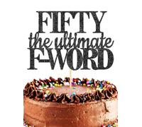 Sixty The Ultimate F-Word Cake Topper - Glitter Black 60th Birthday Cake Decorations, Fun 60 Years Old Top Photo Booth Props (60th, Black)