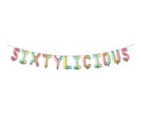 Sixtylicious Multicolor Glitter Balloon Banner - Funny 60th Birthday and Anniversary Decorations for Men and Women - Party Supplies and Gifts (SIXTYLICIOUS Rainbow)