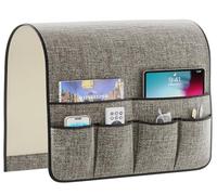 Sixyotie Armchair Caddy Remote Control Holder Sofa Organizer,Non-Slip Couch Arm Chair Caddy with 6 Pockets for Tablets,Smart Phone,Books,Pens,Magazines,Ipad (19x35In, Darkgrey)
