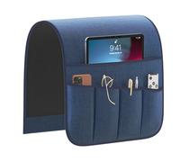 Sixyotie Sofa Armrest Organizer,Non-Slip Remote Control Holders for Recliner Couch,Chair Armchair Caddy with 5 Pockets for Table,Cell Phone,Ipad,Magazines,Books (13x35In, Navyblue)