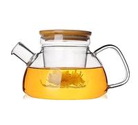 Siyaglass Glass Teapot with Removable Insert Heat Resistant Borosilicate Glass Teapot with Bamboo Lid 600ml