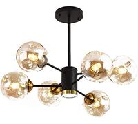 SIYANE 16-Light Modern Sputnik Branch Cluster Glass Bubble Chandelier Black LED Ceiling Light Smoke Gray Amber Glass Farmhouse Industrial Pendant Light for Kitchen Dining Room Living Room Restaurant