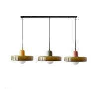 SIYANE 3 Light Mid Century Modern Pendant Light Green Glass Shade Long Chandelier Nordic Farmhouse Vintage Ceiling Hanging Lamp for Dining Room Over Table Kitchen Island, with White Bulb