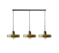 SIYANE 3 Light Mid Century Modern Pendant Light Green Glass Shade Long Chandelier Nordic Farmhouse Vintage Ceiling Hanging Lamp for Dining Room Over Table Kitchen Island, with White Bulb