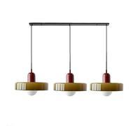 SIYANE 3 Light Mid Century Modern Pendant Light Green Glass Shade Long Chandelier Nordic Farmhouse Vintage Ceiling Hanging Lamp for Dining Room Over Table Kitchen Island, with White Bulb