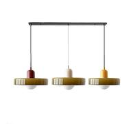 SIYANE 3 Light Mid Century Modern Pendant Light Green Glass Shade Long Chandelier Nordic Farmhouse Vintage Ceiling Hanging Lamp for Dining Room Over Table Kitchen Island, with White Bulb