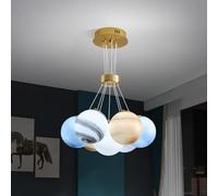 SIYANE 7 Light Modern Cluster Glass Bubble Chandelier Dining Room 13 Light Earth Planet Pendant Light Fixture Gold Large Kids Hanging Ceiling Light For Bedroom Living Room Kitchen Island