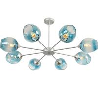 SIYANE 8 Light Chrome Glass Sputnik Chandeliers Modern Metal Ceiling Light Gradient Blue Glass Shade Nordic Mid Century Hanging Pendant Lights for Dining Room Bedroom Living Room Restaurant
