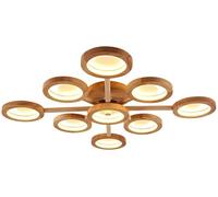 SIYANE 9 Light Dimmable LED Ceiling Light Sputnik Chandelier Wood Rustic Semi Flush Ceiling Lighting Industrial Bedroom Close to Ceiling Lamp for Living Room Kitchen Laundry Room Dining Room