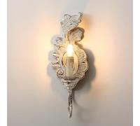 SIYANE Antique White Wood Farmhouse Wall Sconces French Country Wall Mount Light Candle Style LED Wall Lamp Vintage Bathroom Vanity Lighting Fixture for Bedroom Bedside Living Room Hallway Gallery